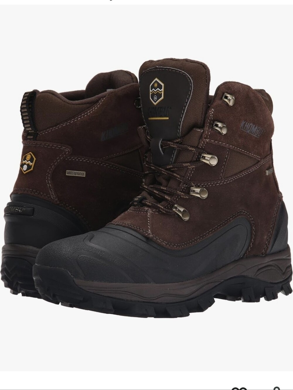 Khombu Waterproof Winter Hiking Boots Leather Suede 10 Men's